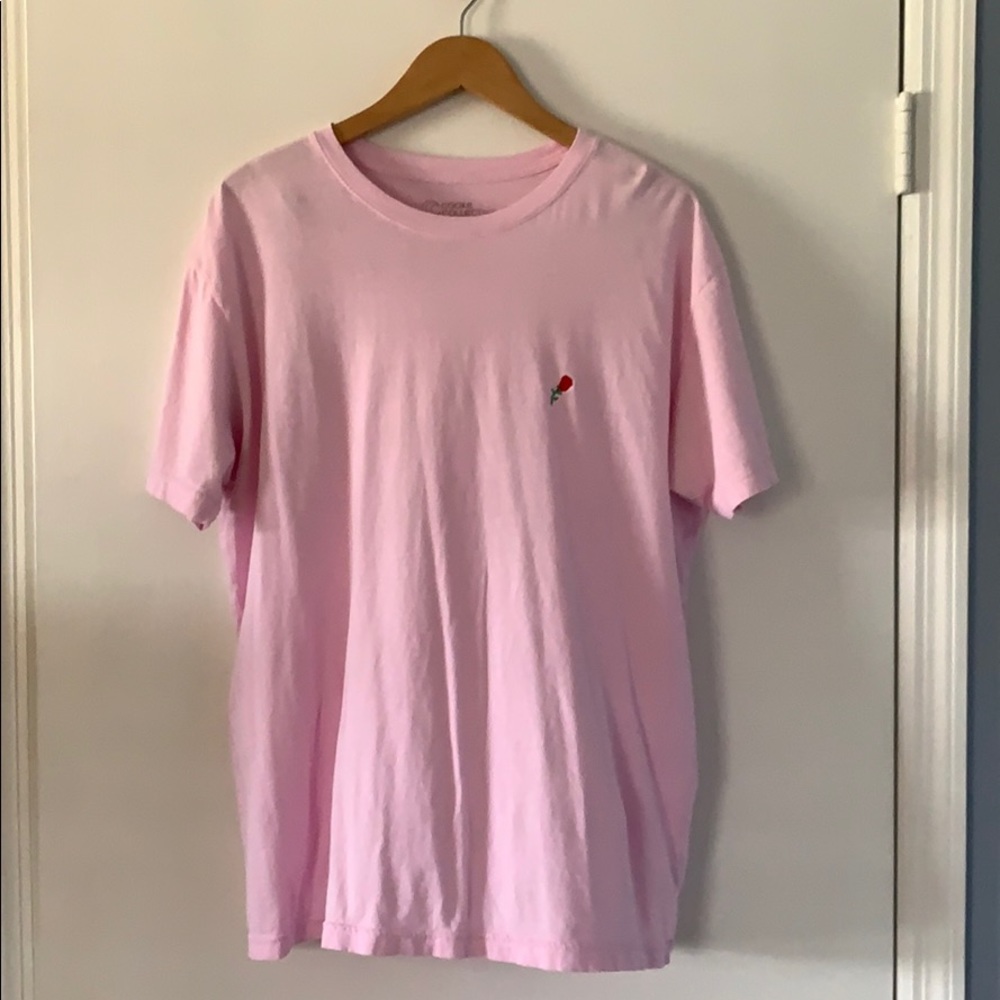 UO Pink Tee With Embroidered Rose